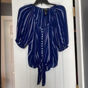 Karen Kane, blue and white striped shirt, XS